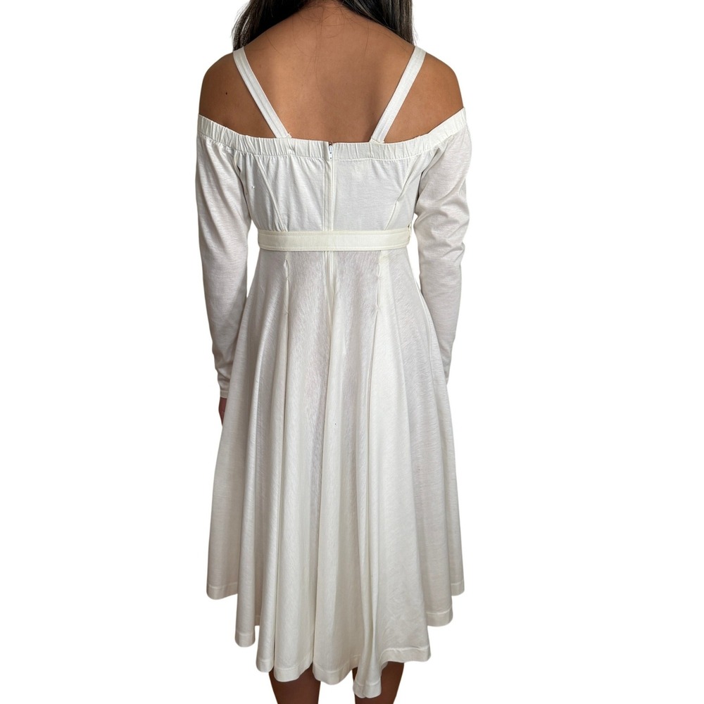 Vintage Morgane Le Fay Off Shoulder Empire Waist Midi Dress M Romantic Ren Fair - Picture 2 of 16